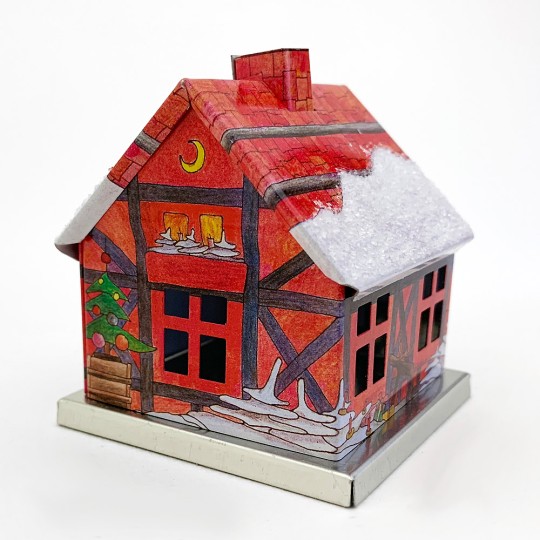 Red Half-Timbered Winter House Incense Smoker ~ Germany